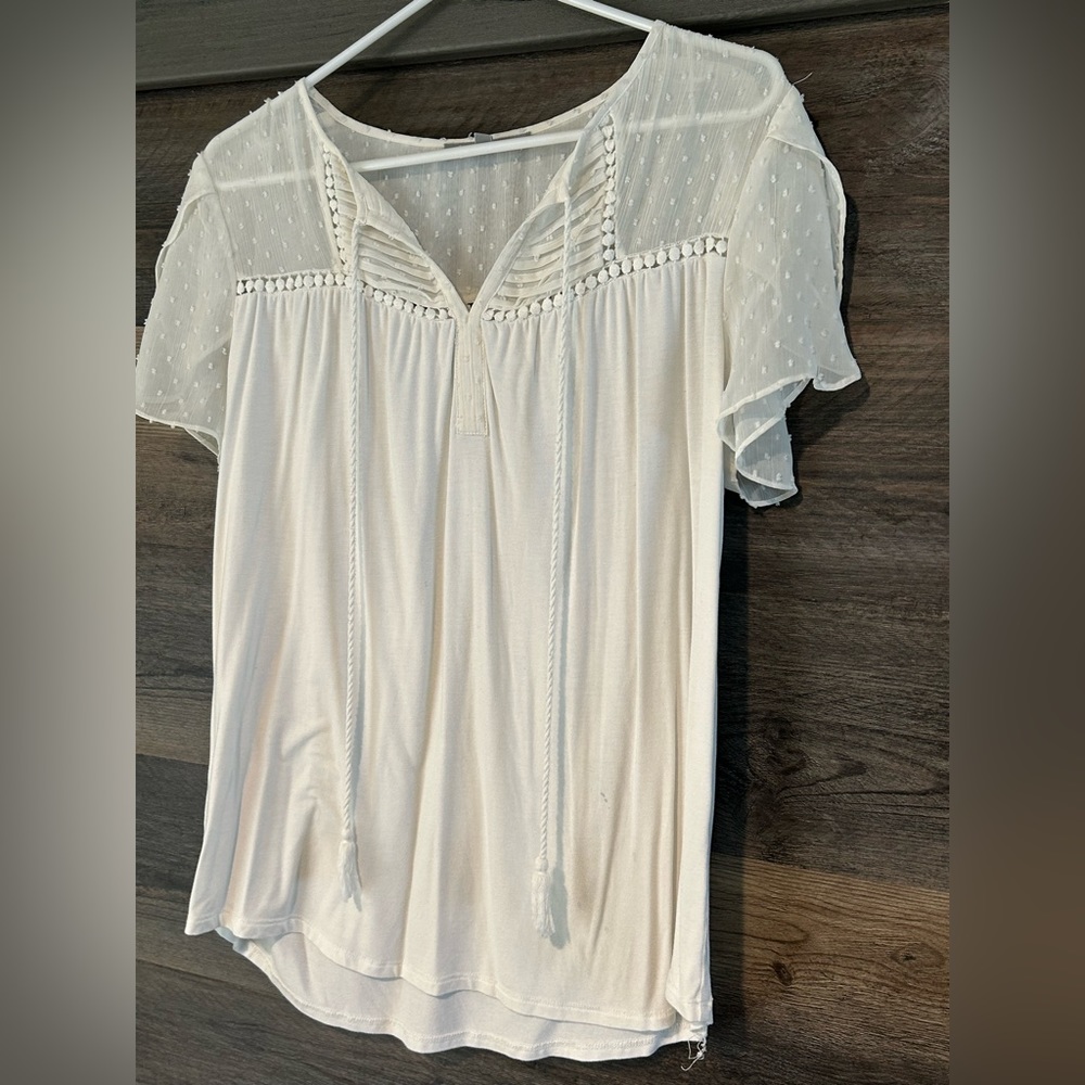 L White Sheertop Blouse